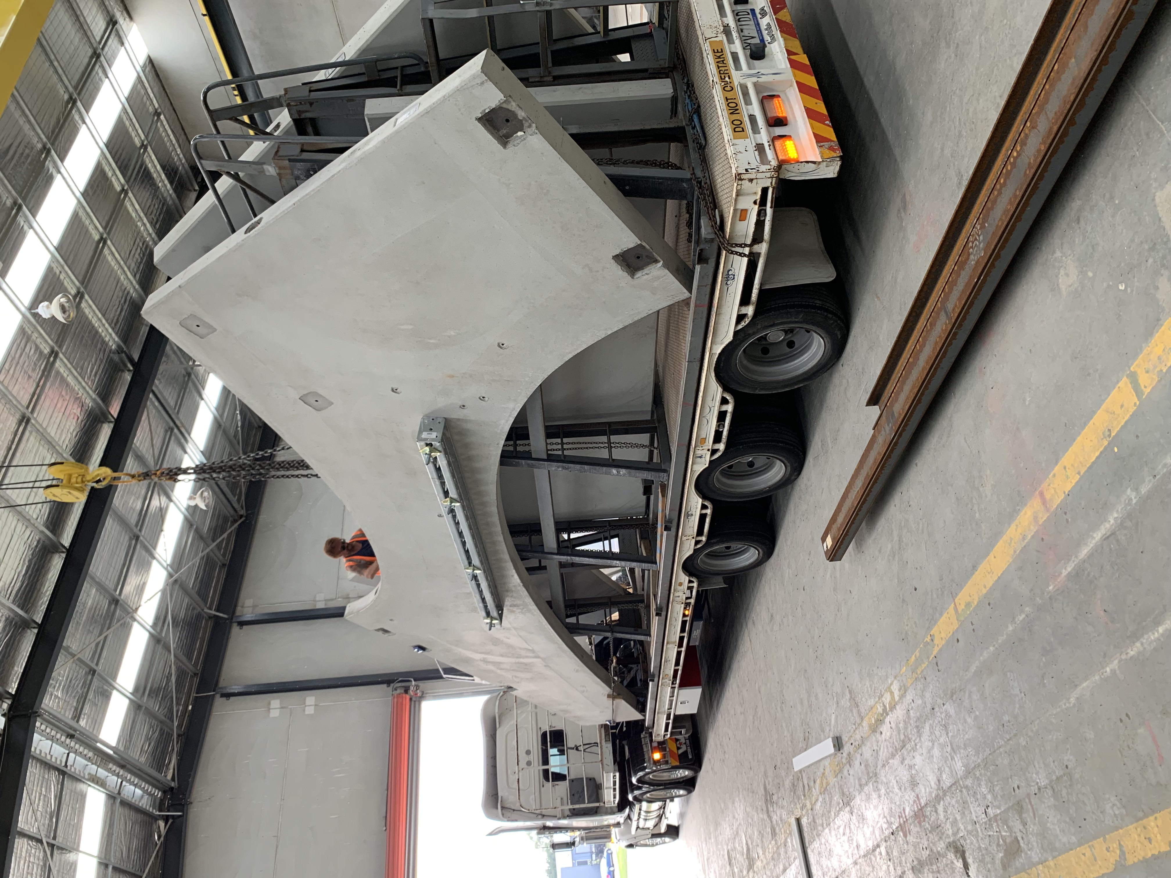 Truck loading precast panels for delivery